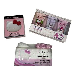 NWT Hello Kitty bundle compact mirror spa headband hand cream trio